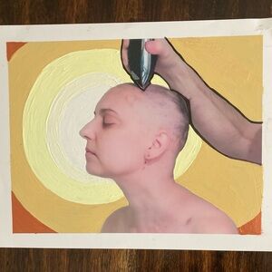 Acrylic on Archival Photographs Print “Painted My Husband Helps-Diagnosis 1”